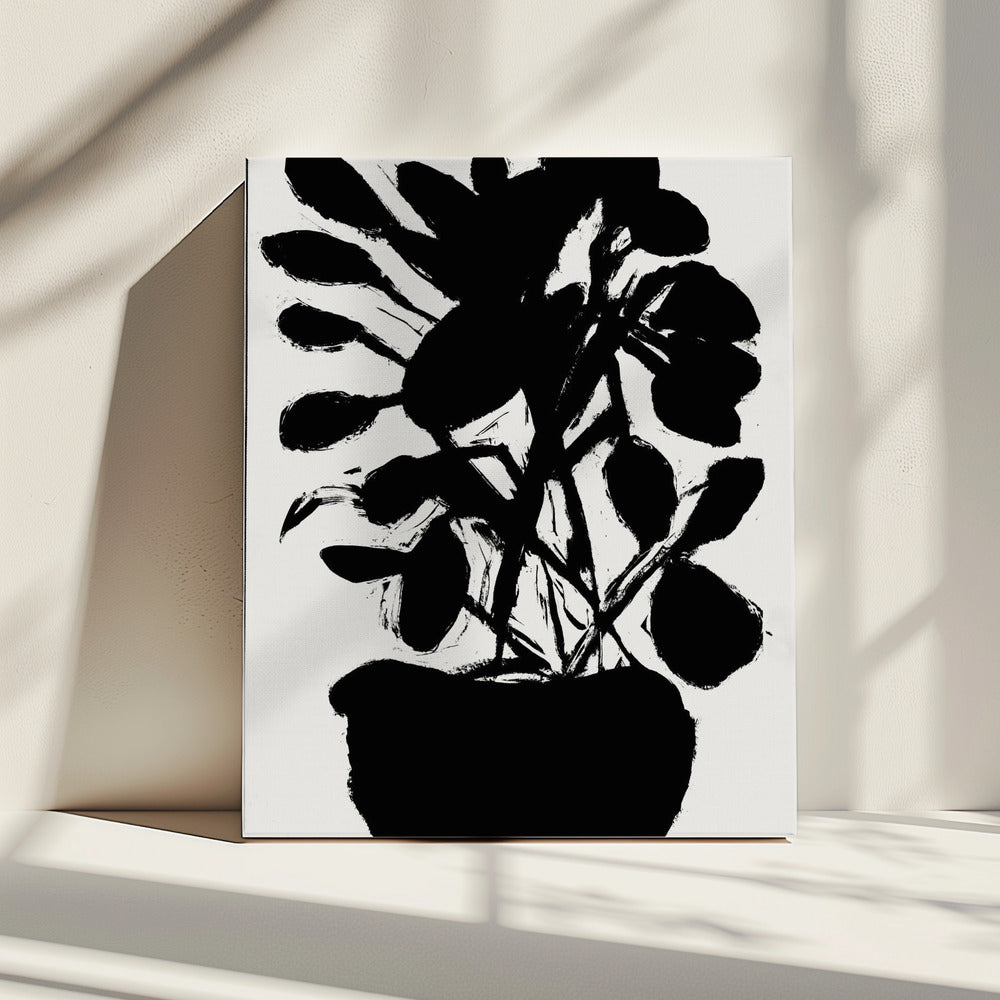 Silhouet van potplant nr. 1 | Canvas