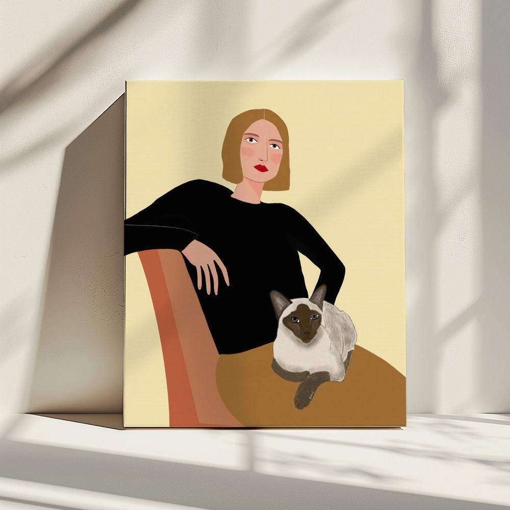 Dame met kat | Canvas