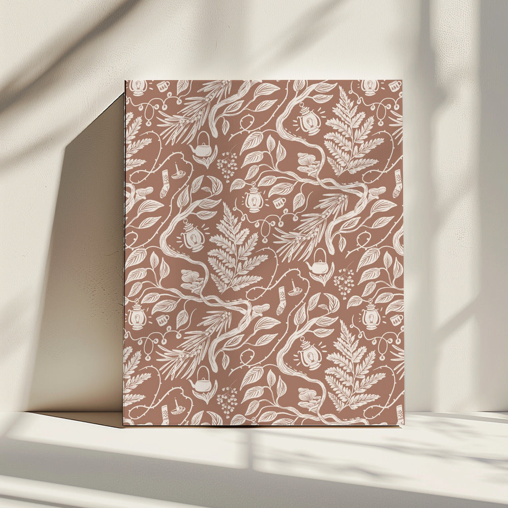 Cabincore Scene Patroon - Mocha Mousse | Canvas