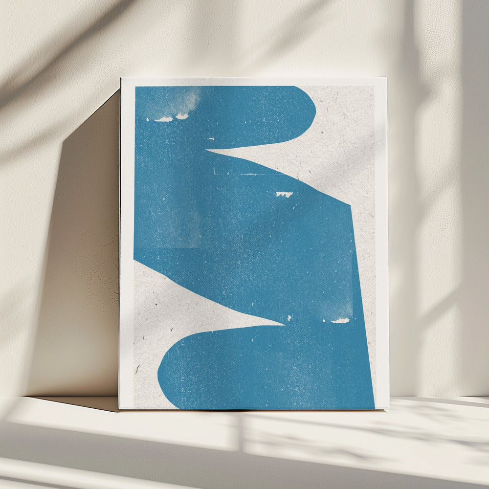 Blauwe abstracte curve | Canvas
