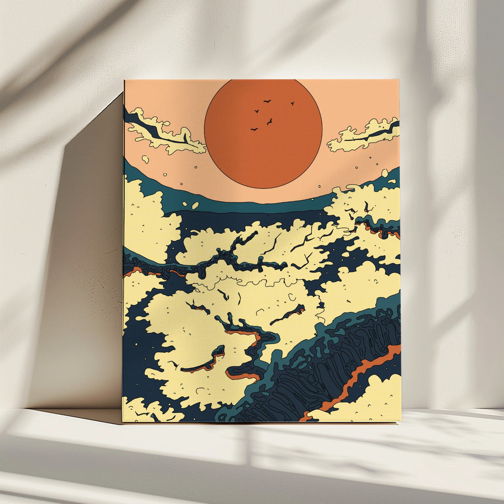 Abstracte Japanse zonsondergang | Canvas