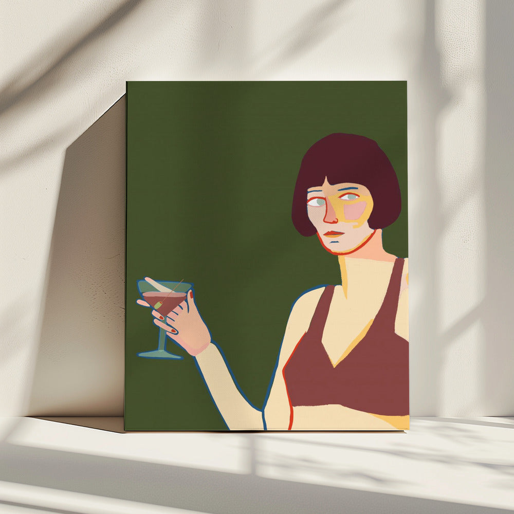 Lady with cocktail martini | Canvas