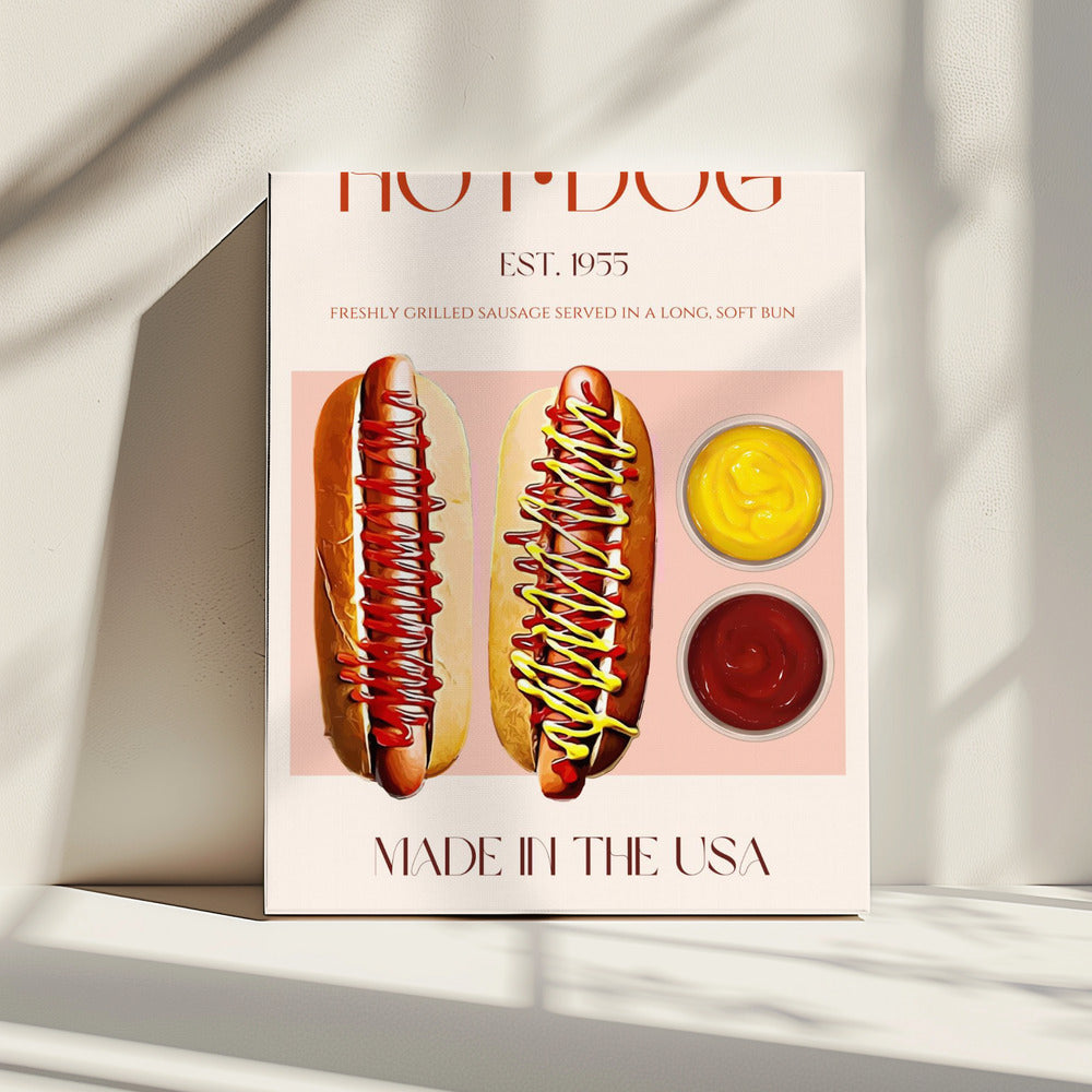 Hotdogs met mosterd en ketchup | Canvas