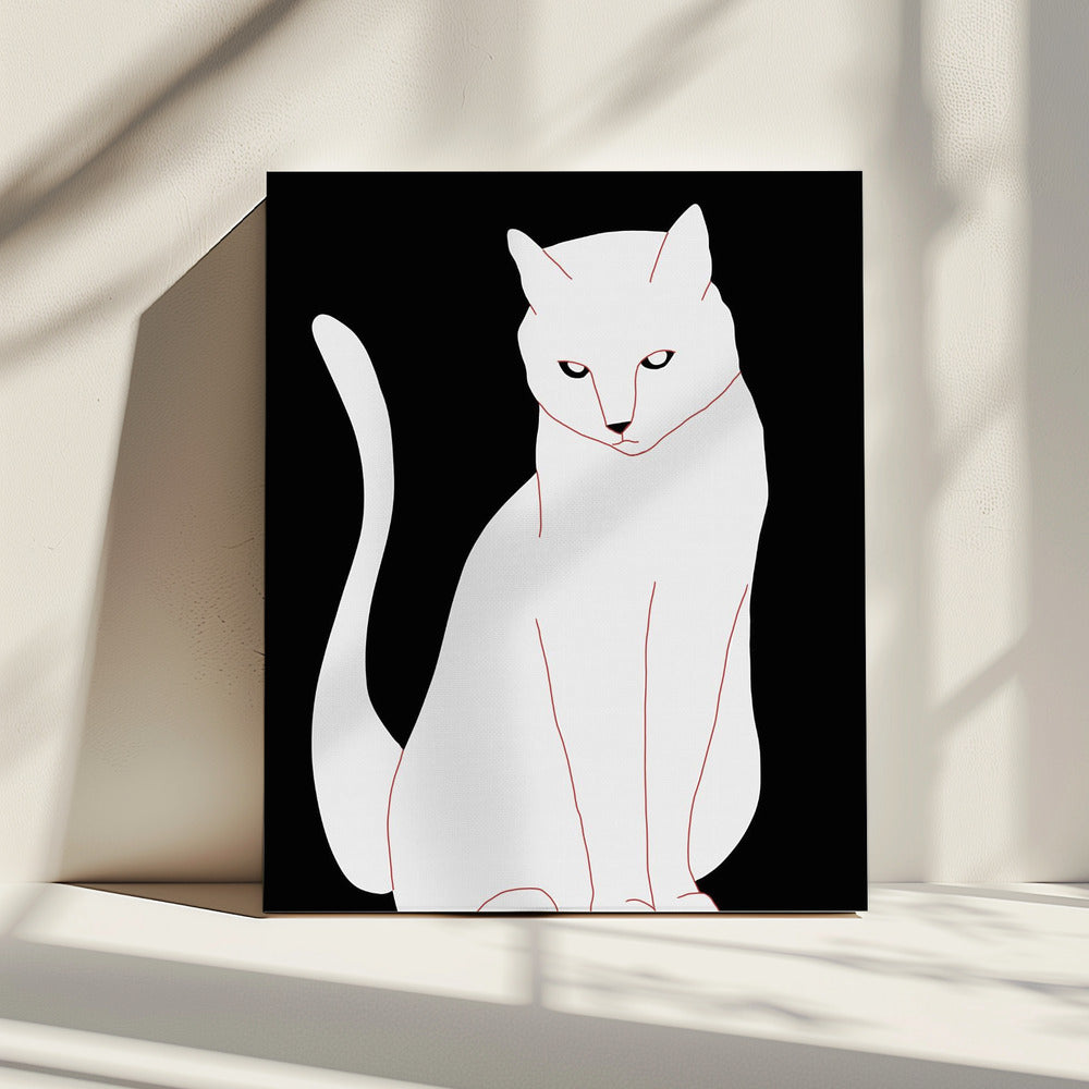 Witte en zwarte kat | Canvas