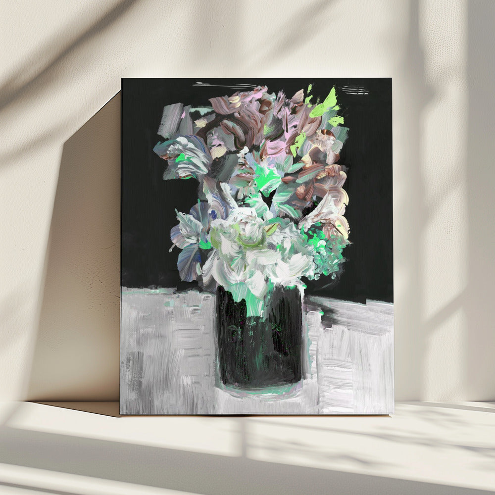 Kleurrijke bloem met vaas | Canvas