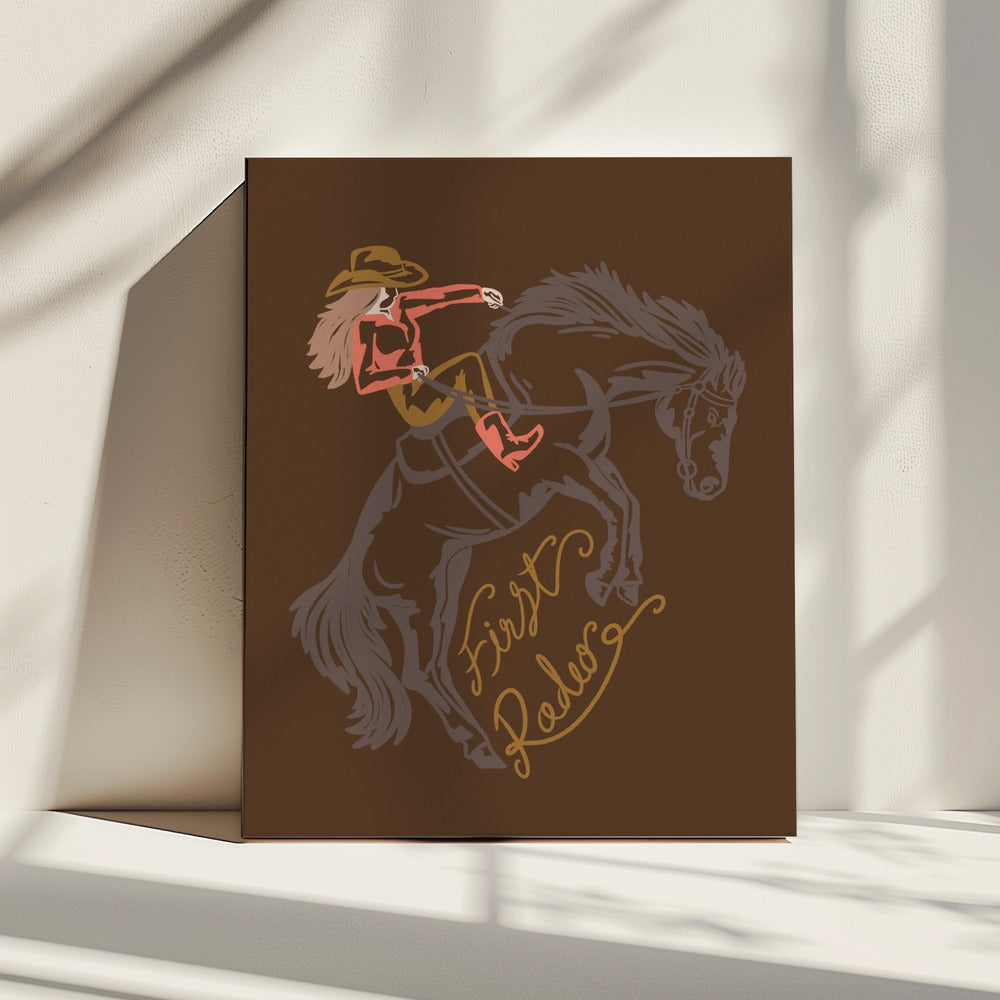 Cowgirl op een steigerend paard | Canvas
