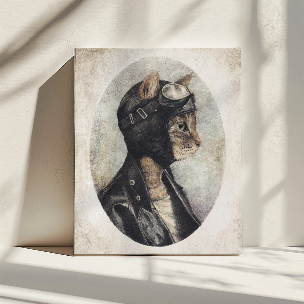 Stijlvolle kat in leren jas | Canvas