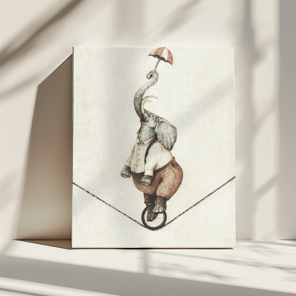 Eenwieler met paraplu | Canvas