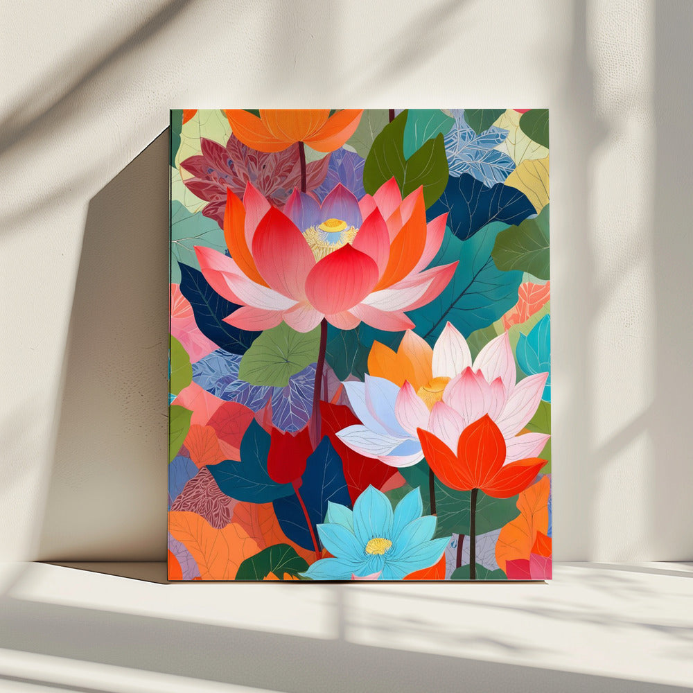 De betoverde lotustuin | Canvas