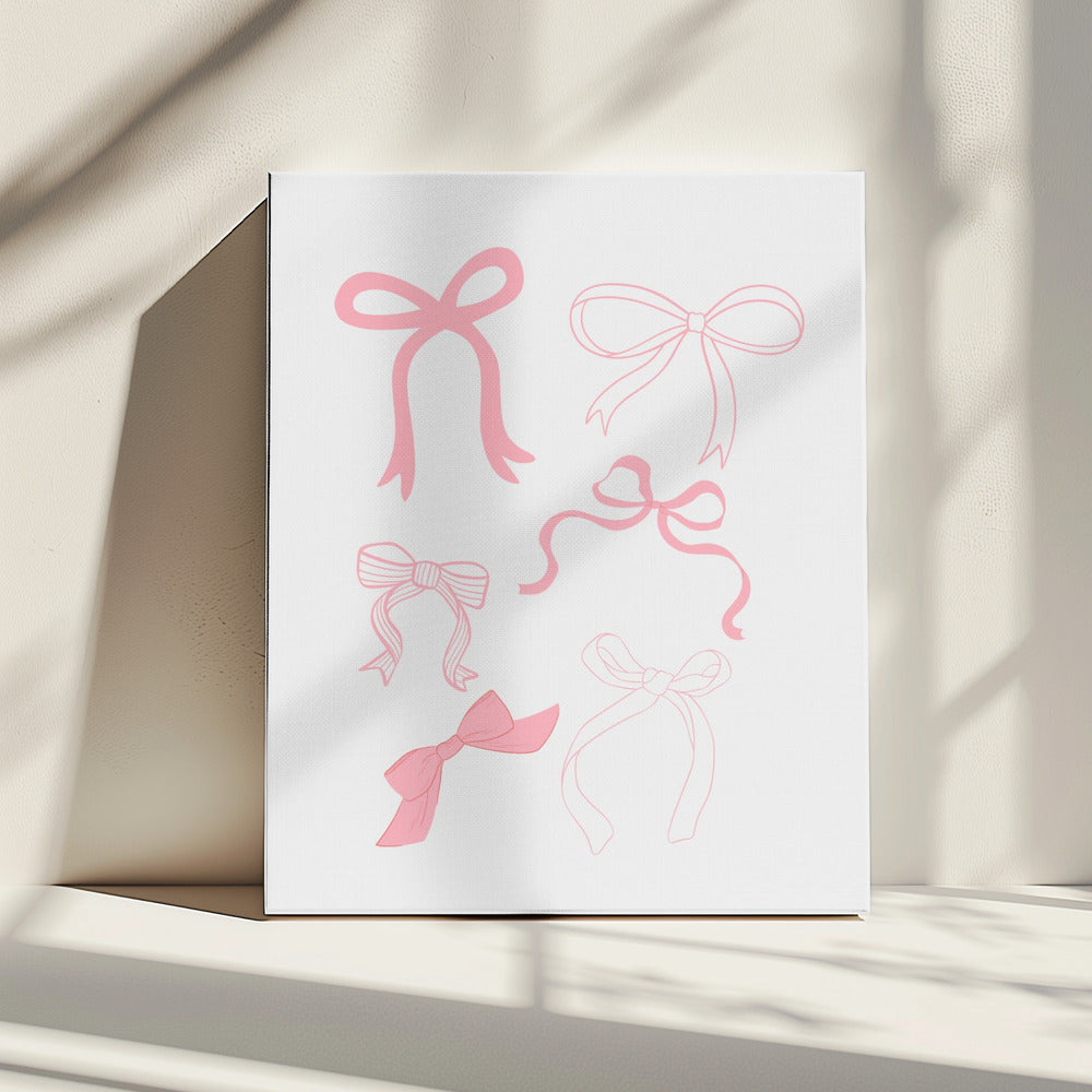 Zes roze strikken in verschillende stijlen | Canvas