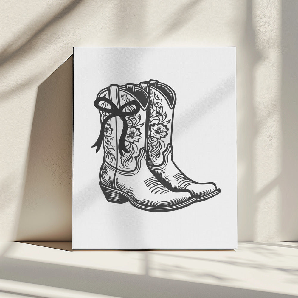 Zwarte cowgirllaarzen met strik | Canvas