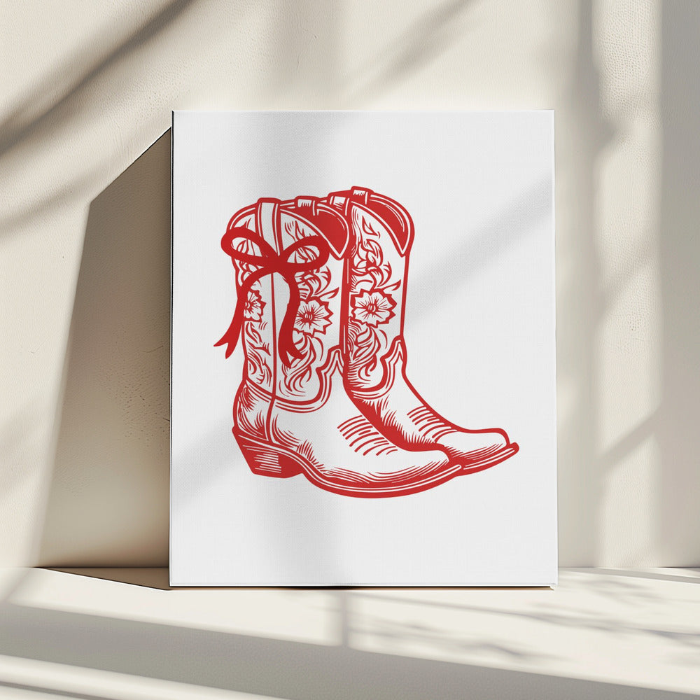 Rode cowgirllaarzen met strik | Canvas