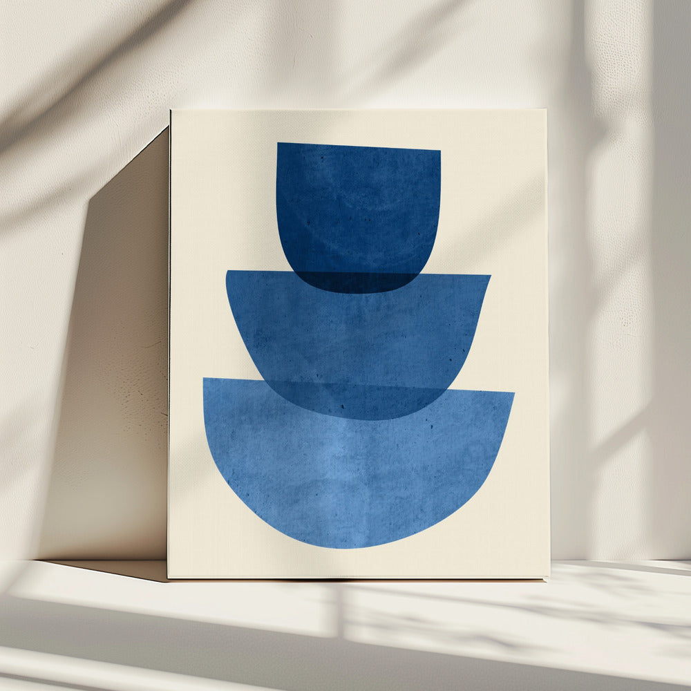 Geometrische abstracte vormen blauw | Canvas