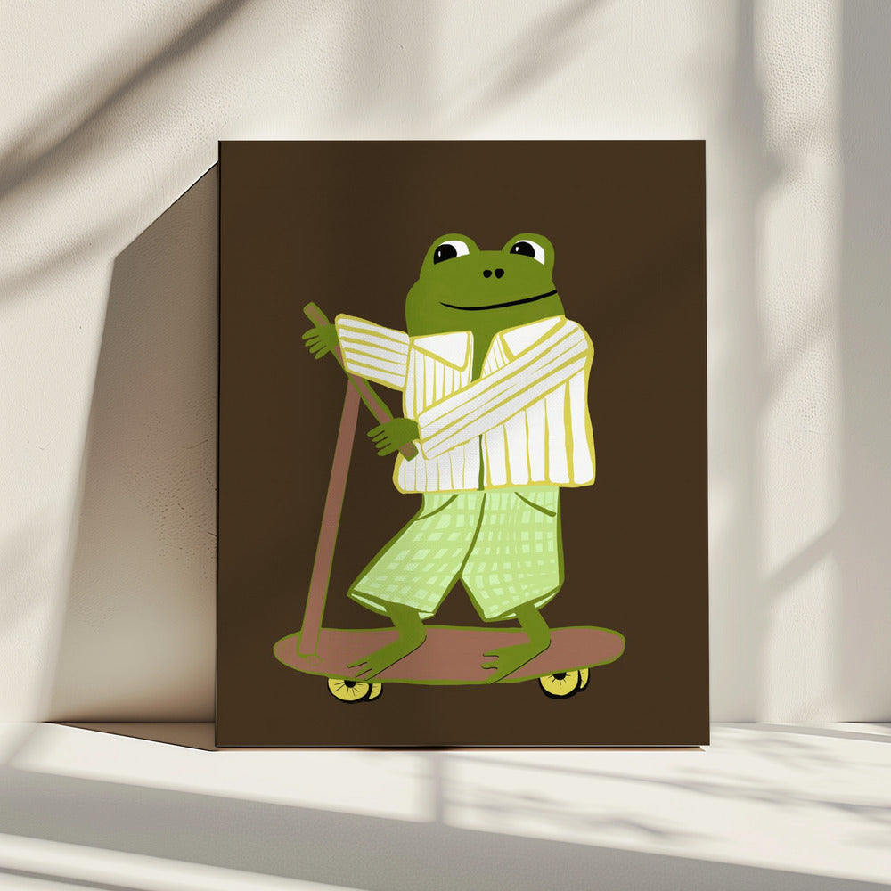 Kikker op scooter | Canvas