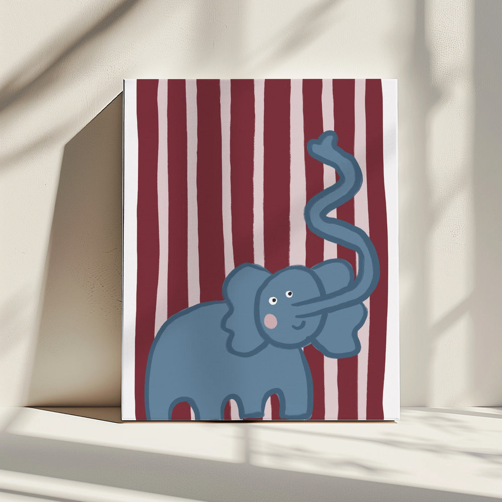 Nieuwsgierige blauwe olifant | Canvas