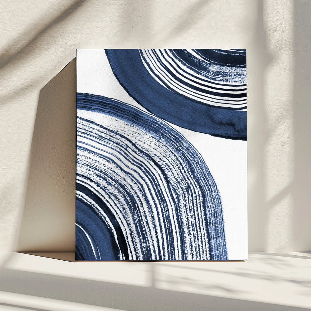 Blauwe concentrische golven | Canvas