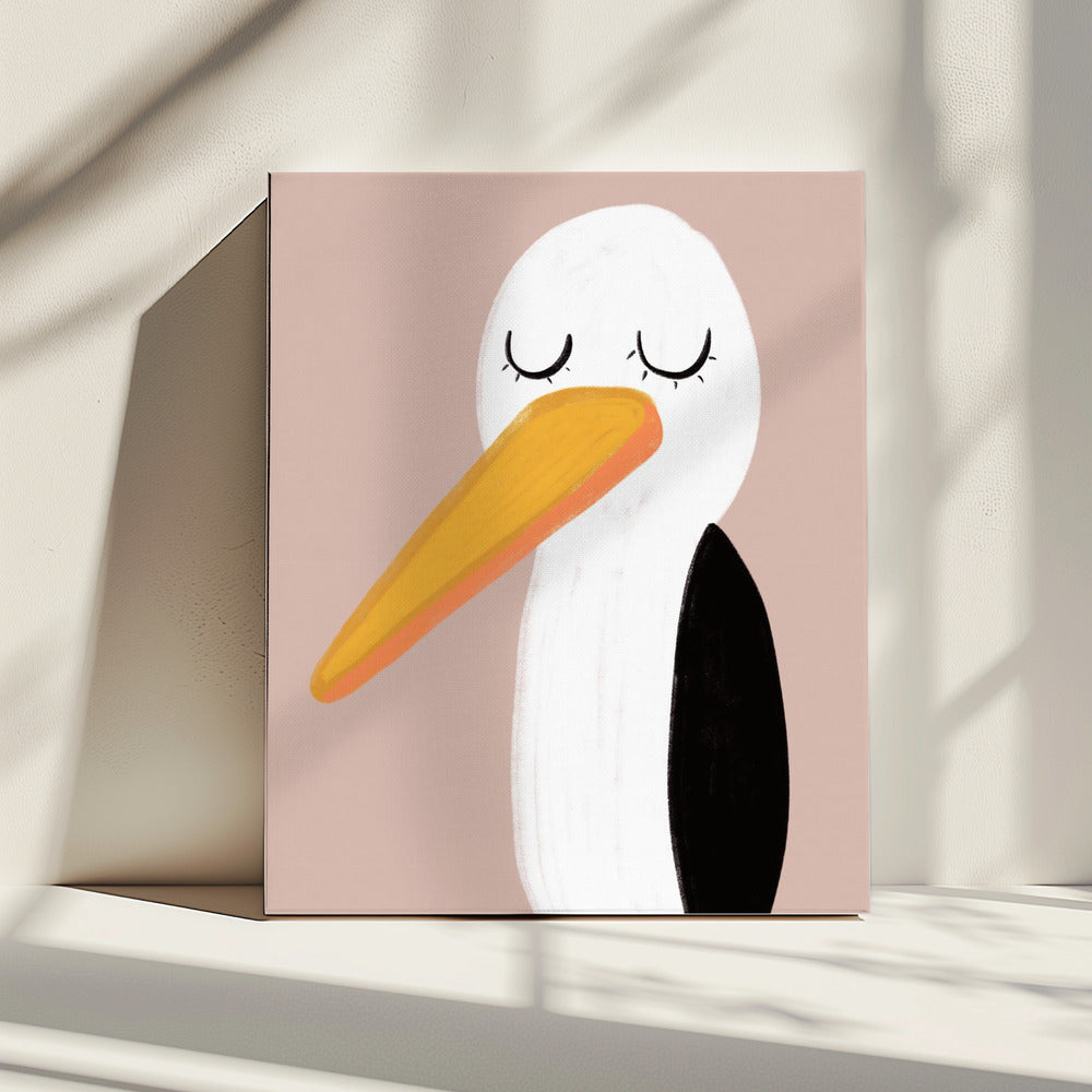 Vreedzame ooievaar met gesloten ogen | Canvas