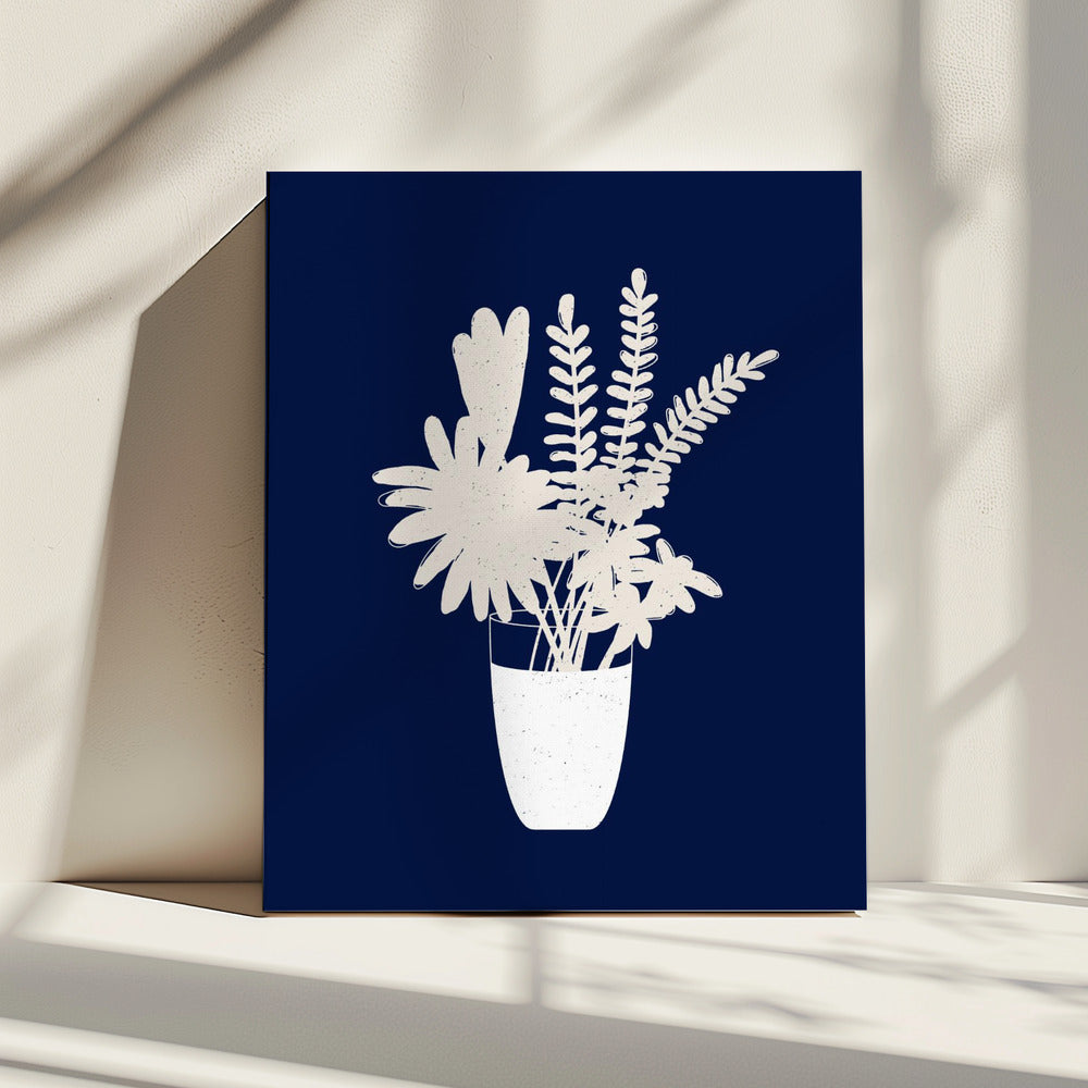 Sepia bloemensilhouet | Canvas