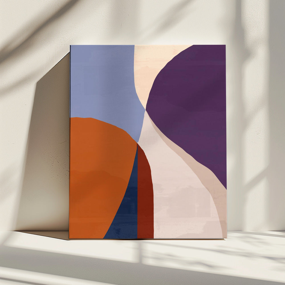 Organische vormen in aardse en blauwe tinten | Canvas