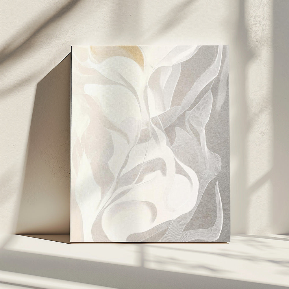 Wervelende witte en grijze lijnen | Canvas