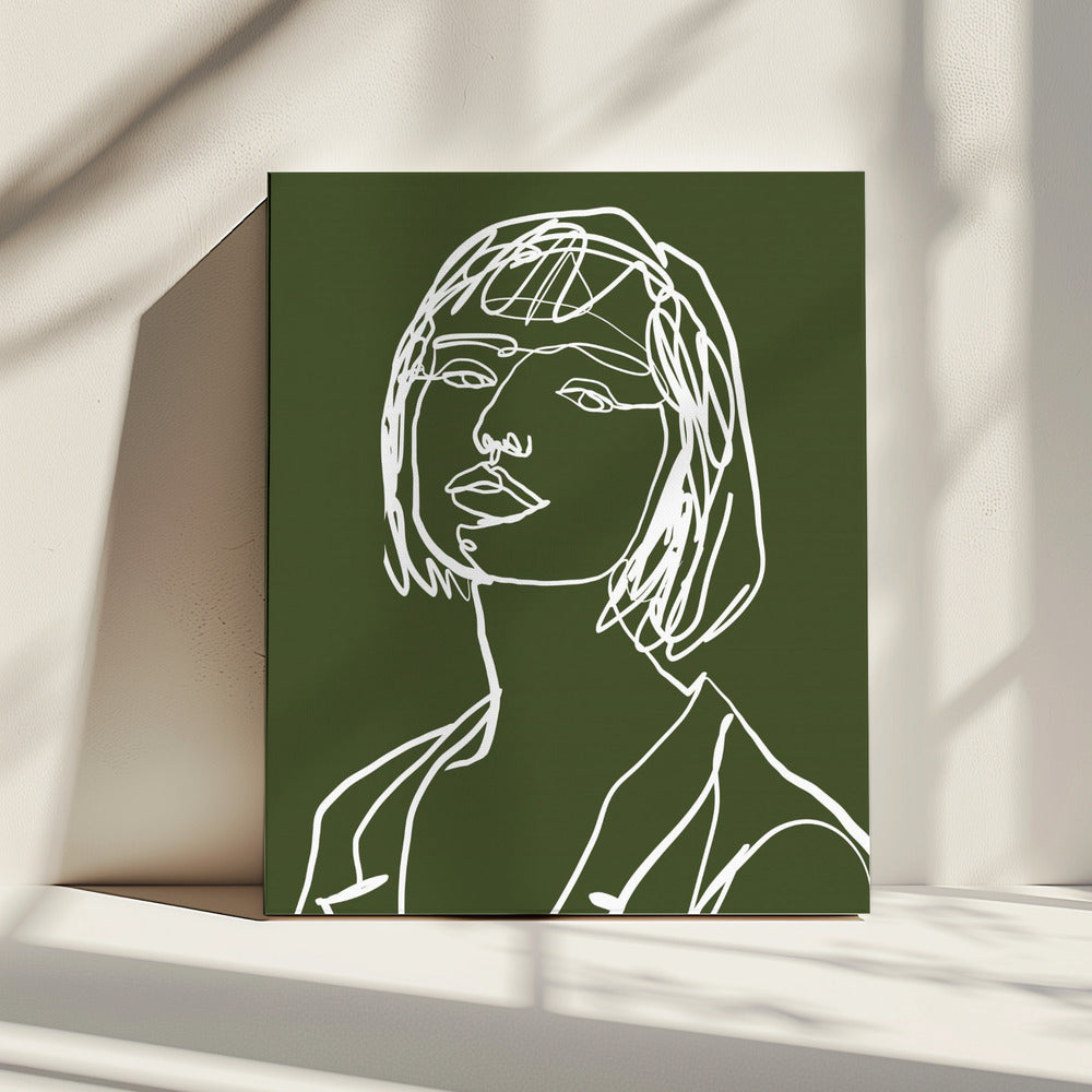 Lijnkunst vrouwelijk groen | Canvas