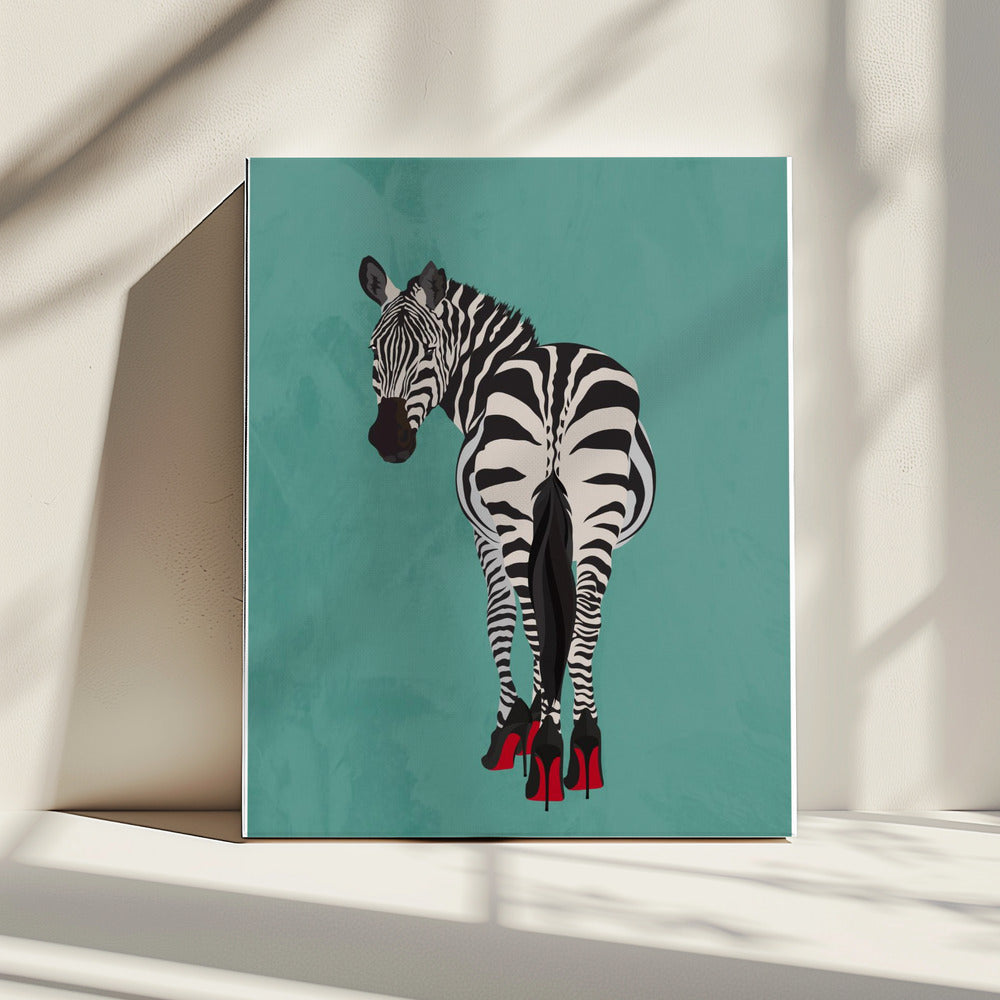 Zebra in hakken blauwgroen | Canvas