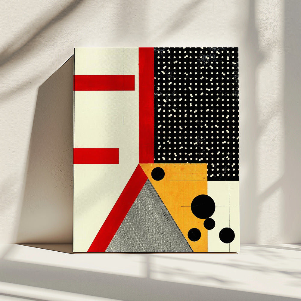 Dikke rode lijnen en zwarte stippen | Canvas