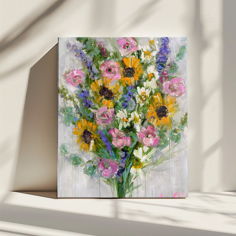 Levendige zonnebloemenboeket | Canvas