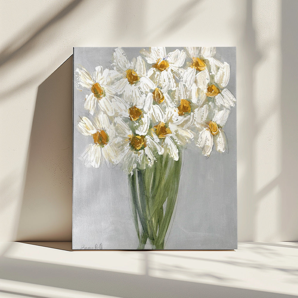 Delicaat boeket madeliefjes | Canvas