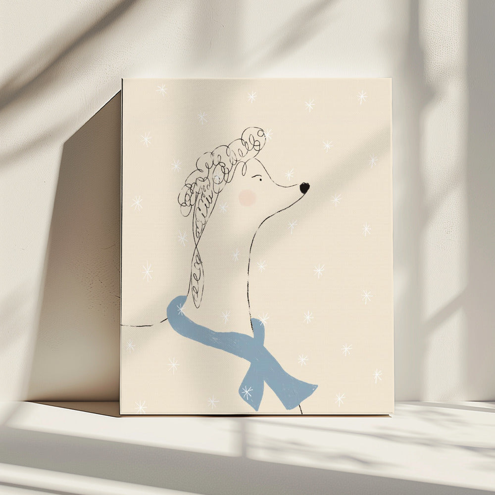 Poedel in de sneeuw | Canvas