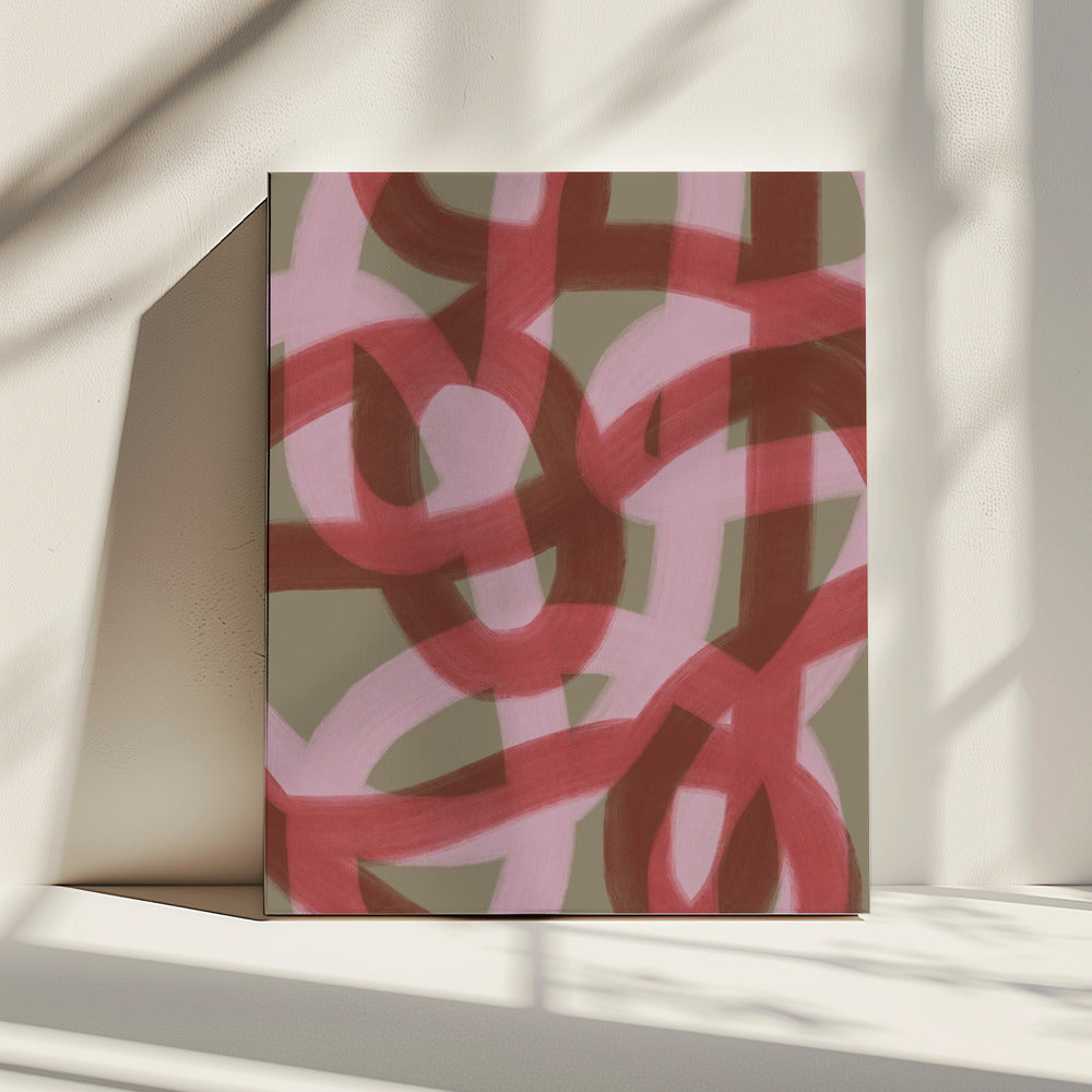 Verweven rode en roze lussen | Canvas