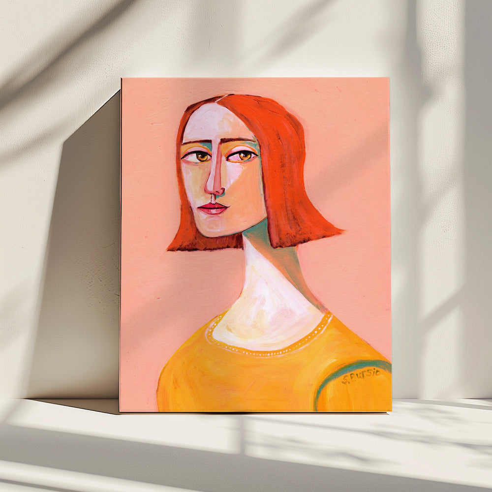Roodharige dame met de look | Canvas
