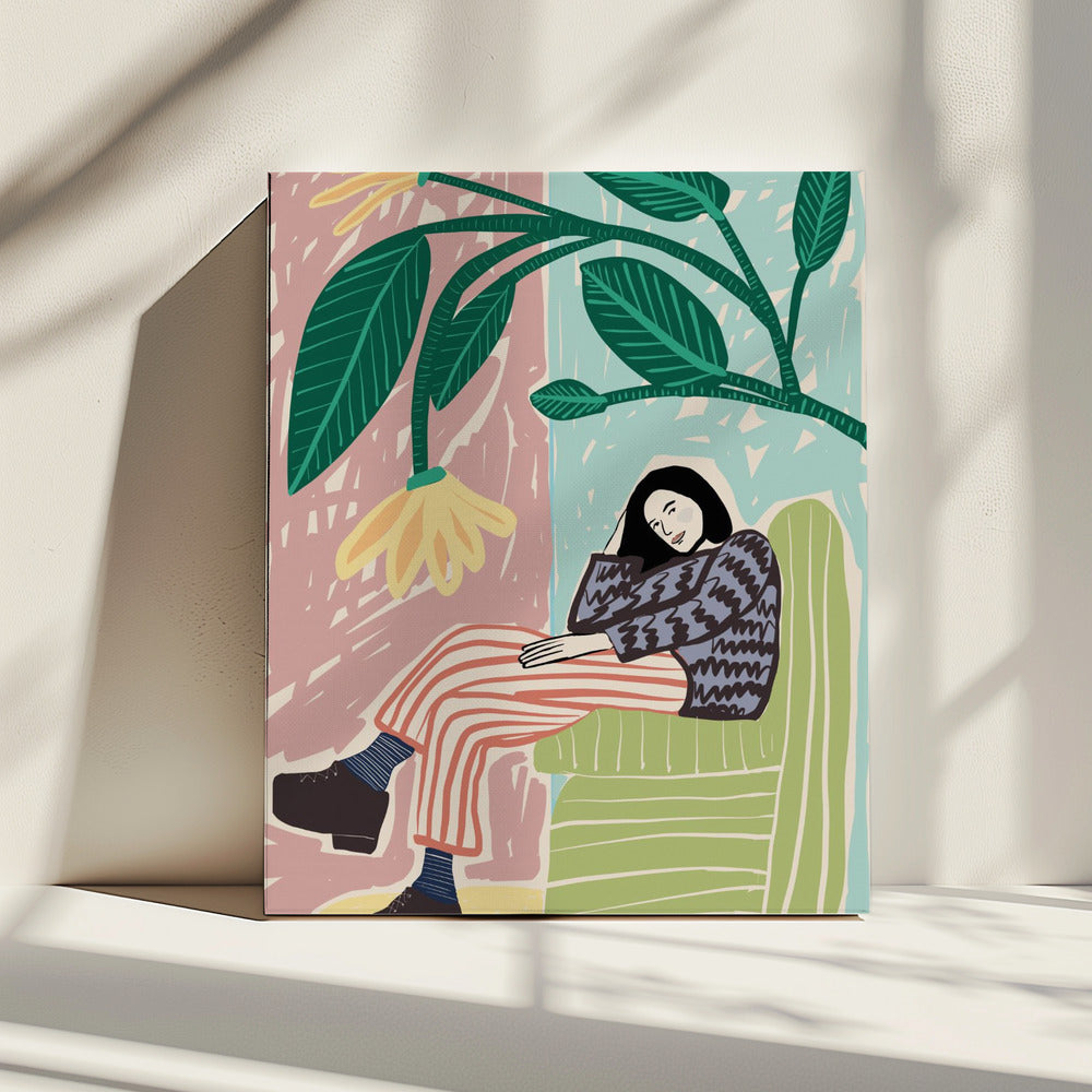 Rustende vrouw | Canvas