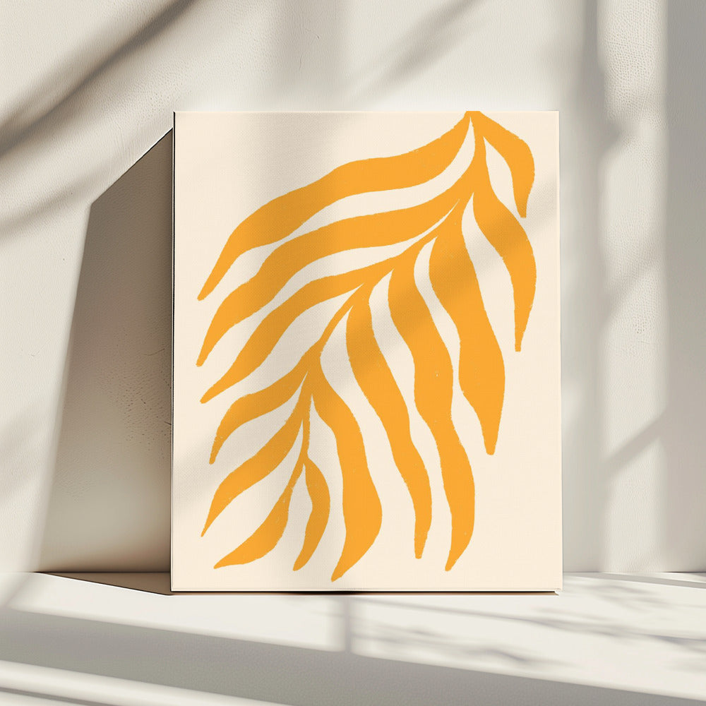 Geel silhouet met textuur van een tak | Canvas