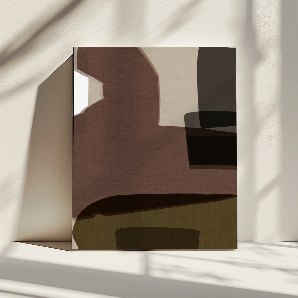 Gelaagde geometrische vormen en aardse tinten | Canvas