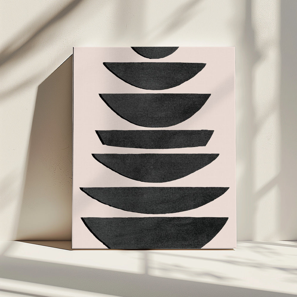 Gestapelde zwarte halve cirkels | Canvas