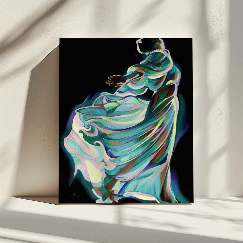 Abstracte afbeelding van een danser in beweging | Canvas