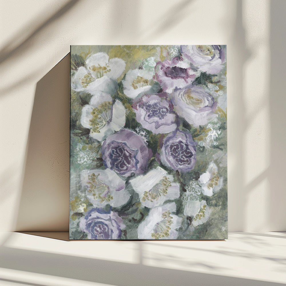 Zachte paarse en witte bloemen | Canvas