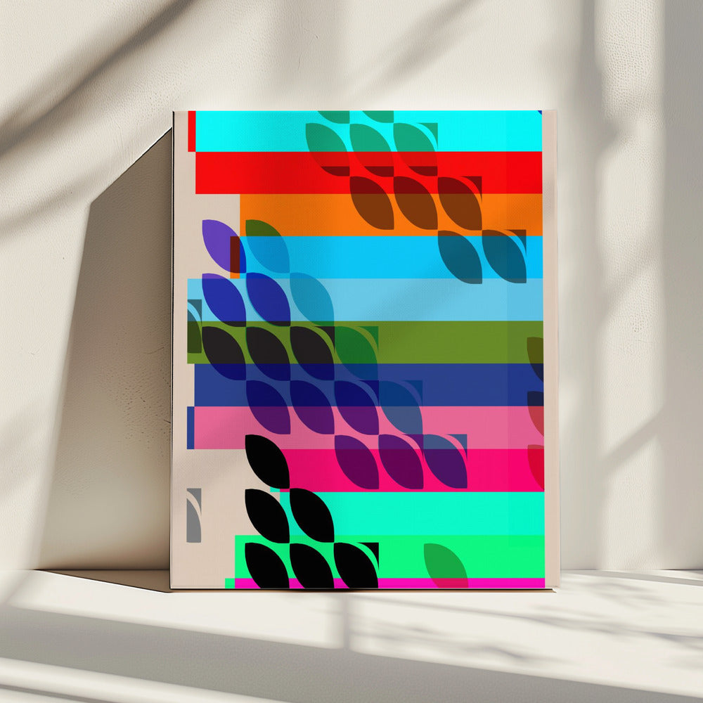Levendige geometrische vormen en bladpatronen | Canvas