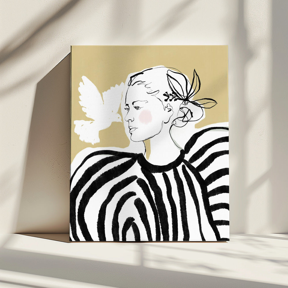 Vrouwenprofiel met zebrastreeppatroon | Canvas
