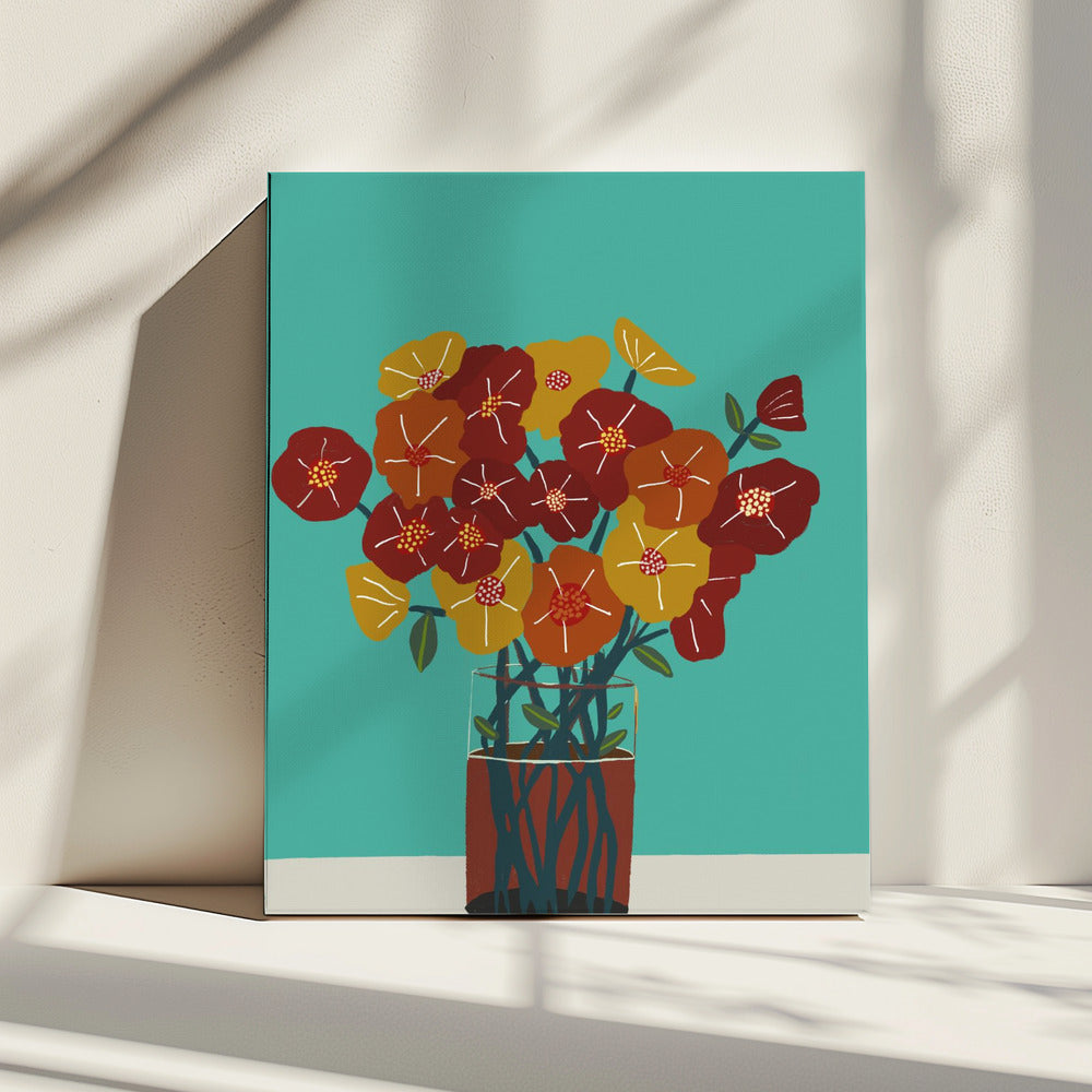 Bloemen in vaas | Canvas