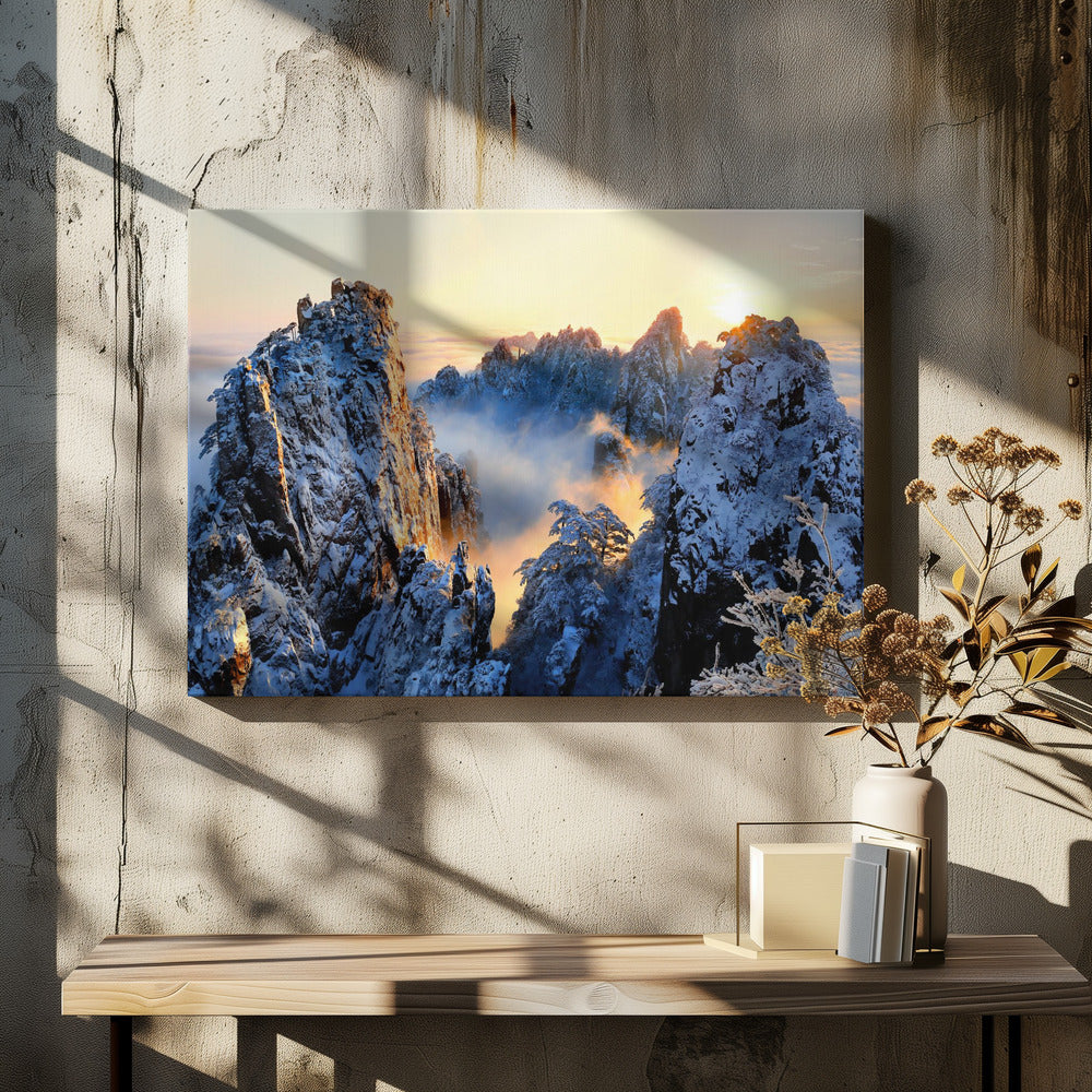 Zonsopgang op de berg Huang Shan | Canvas