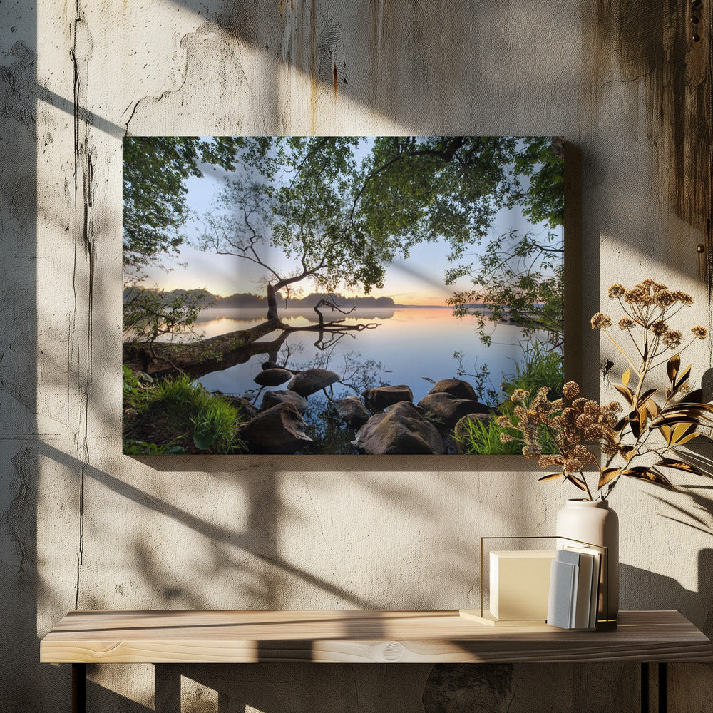 Uitzicht op het meer | Canvas