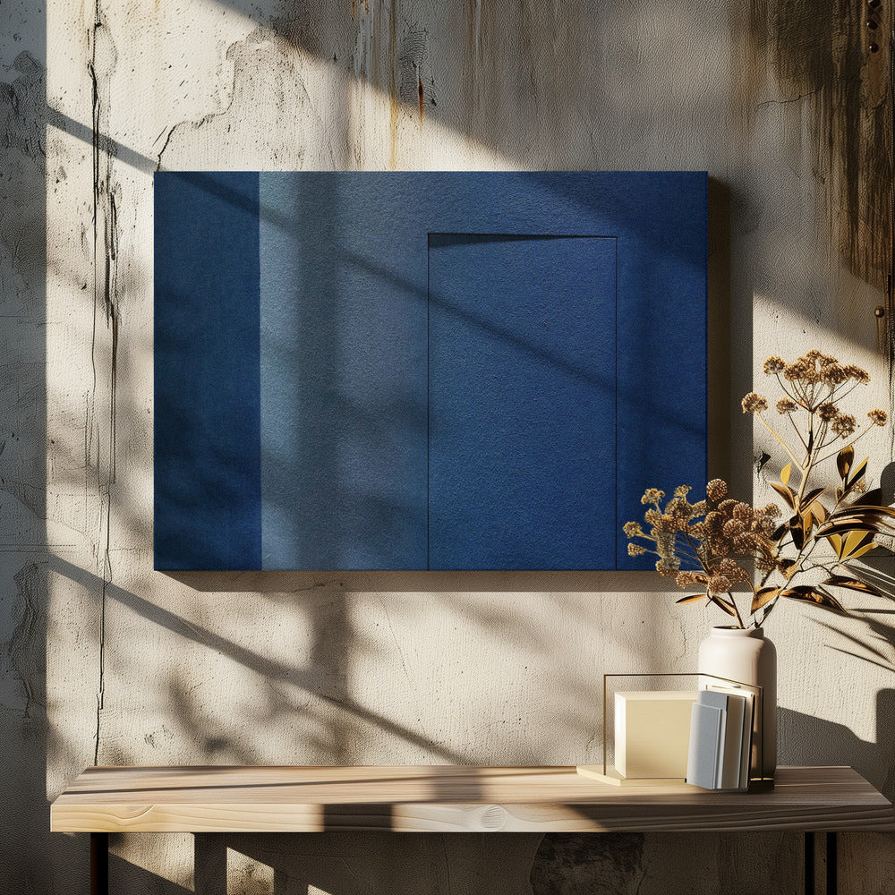 Blauw minimalisme of een geheime deur | Canvas