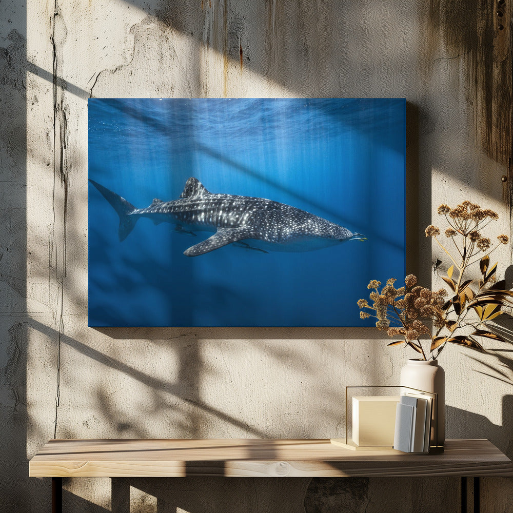Walvishaai in het blauw | Canvas