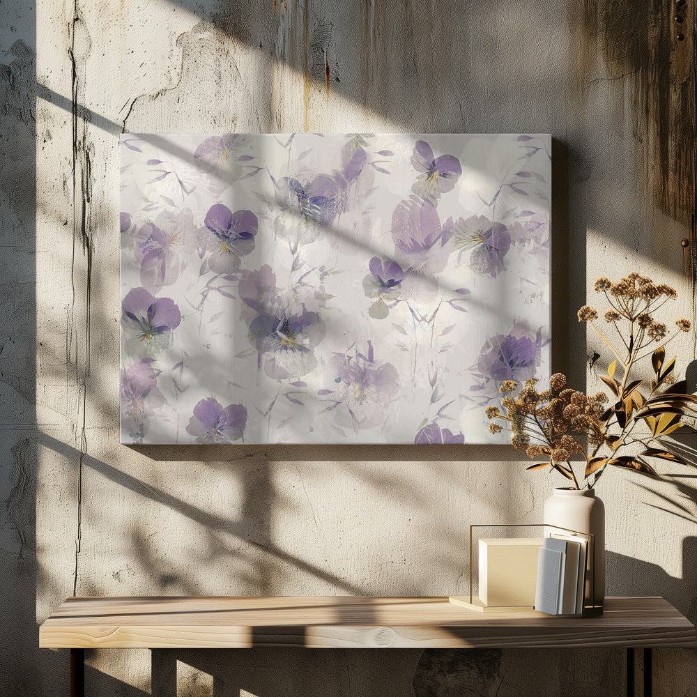 Violen op een bed | Canvas