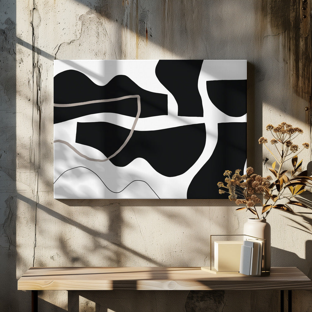 Zwarte vormen op een witte achtergrond | Canvas