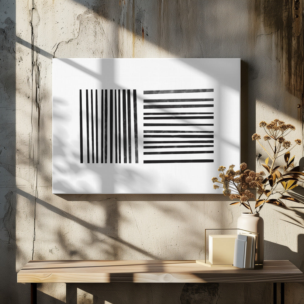 Parallelle zwarte lijnen | Canvas