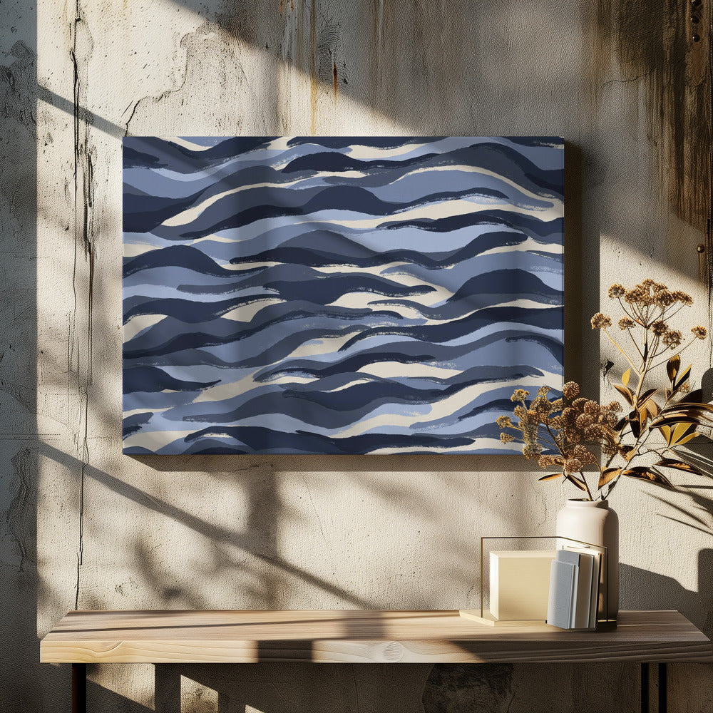 Golven van indigo | Canvas