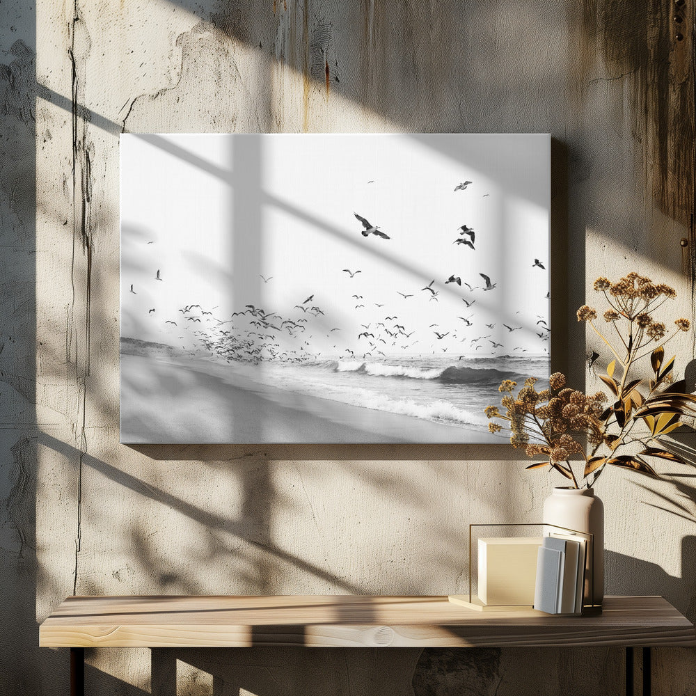 Zeegezicht zwart-wit | Canvas